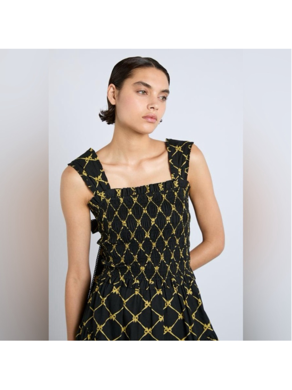 Damson Madder Tish Midi Black & Gold Patterned Midi Dress Size 6 UK 10 - Picture 8 of 8